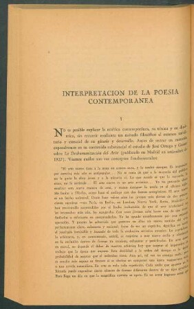 Interpretación de la poesía contemporánea
