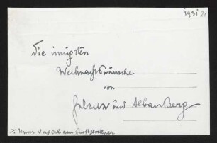 Brief von Helene Berg und Alban Berg an Gerhart Hauptmann