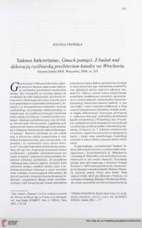 70: [Rezension von: Tadeusz Jurowlaniec, Gmach pamięci]