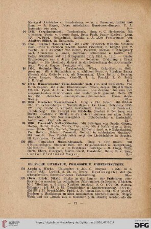 2. Deutsche Literatur, Philosophie, Uebersetzungen (Nr. 101 - 265)