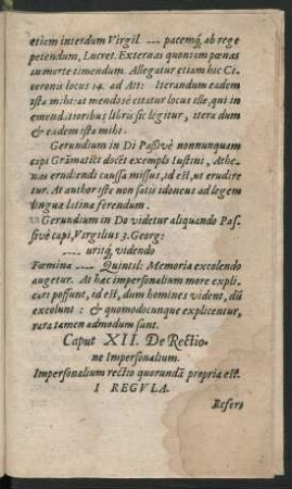 Caput XII. De Rectione Impersonanlium.