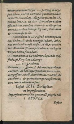 Caput XII. De Rectione Impersonanlium.
