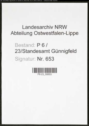 Sterberegister Standesamt Wattenscheid-Günnigfeld