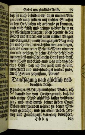 Dancksagung nach glücklich vollbrachter Reise. - Allgemeine Dancksagung.