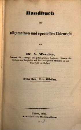 Handbuch der allgemeinen und speciellen Chirurgie. 3,1