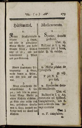 Hülfsmittel. / Medicamenta.