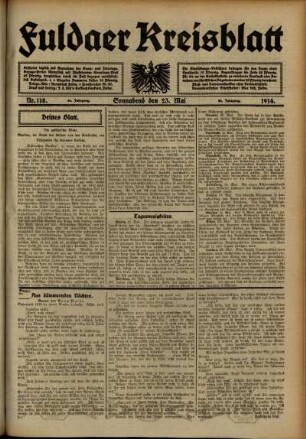 Dritte Ausgabe vom Samstag, den 23. Mai 1914.