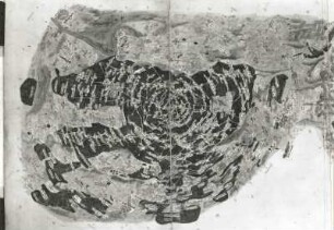Rundkarten kursächsischer Waldgebiete (Humelius-Risse, Kreiskarten für Jagd- u. Forstzwecke, Dresden, um 1560), Lochauer (Annaburger) und Seydaer (Glücksburger) Heide (Kreis Jessen), von Johannes Humelius, aquarellierte Zeichnung, 99 x 51 cm, ca. 1 : 50 000. Ausschnitt : Lochauer (Annaburger) Heide mit Torgau, Jessen, Schweinitz und Herzberg