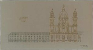 Gsaenger, Gustav; München, Theatinerstr.; Bayerisches Kultusministerium, Erweiterung - Vorprojekt A u. B Erweiterungsbau, Theatinerstr. (Ansicht)