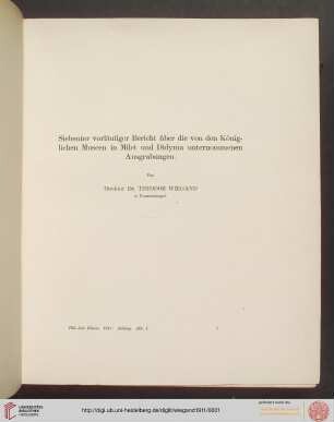 Siebenter vorläufiger Bericht über die von den Königlichen Museen in Milet und Didyma unternommenen Ausgrabungen