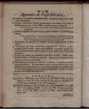 Appendix de Poesi Ebraica [und] Addenda