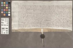 Butzbach: Kaufbrief über den von Henne Wylken zu Butzbach verkauften einen ewigen Gulden Geldes an Balthasar Pastor zu Butzbach und an die Präsenz...