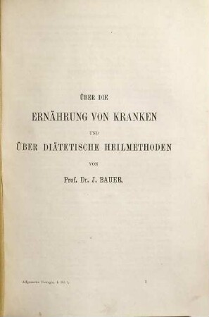 Über die Ernährung von Kranken und diätetische Heilmethoden