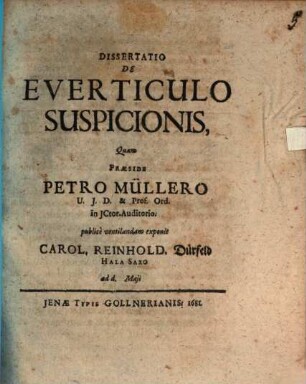Dissertatio De Everticulo Suspicionis