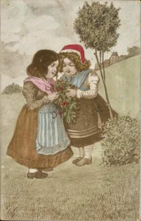 [zwei Mädchen mit Blumen]