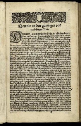 Vorrede an den günstigen und vorsichtigen Leser.