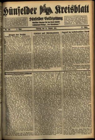 Dritte Ausgabe vom Samstag, den 24. Oktober 1931.