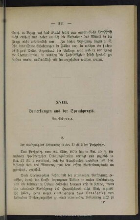 XVIII. Bemerkungen aus der Spruchpraxis