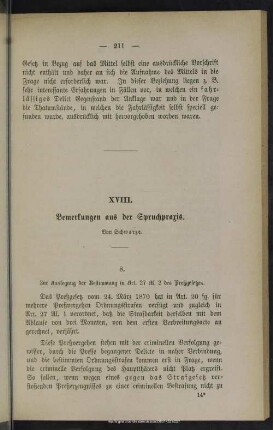 XVIII. Bemerkungen aus der Spruchpraxis