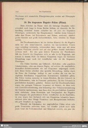 19. Die biegsamen Negativ- Folien (Films)
