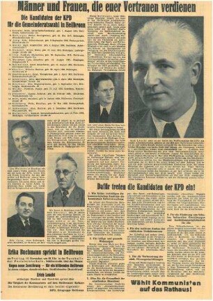 Volksstimme Von Heilbronn Für Heilbronn Sonderausgabe zur Gemeinderatswahl (Hrsg. KPD HN)