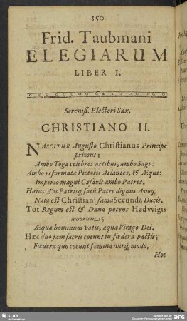 Frid. Taubmani Elegiarum Liber I.
