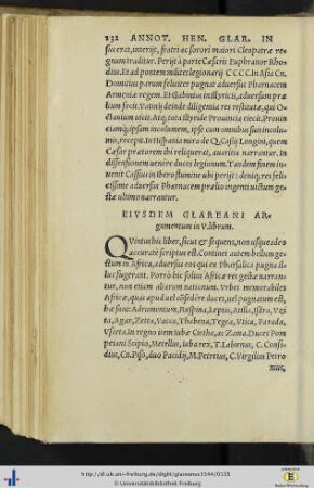 Eiusdem Glareani argumentum in V. librum [de bello Africano]