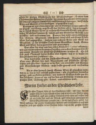 Martin Luther an den Christlichen Leser