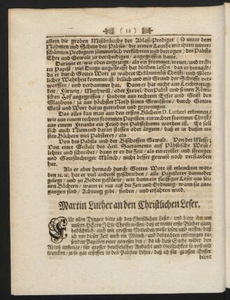 Martin Luther an den Christlichen Leser