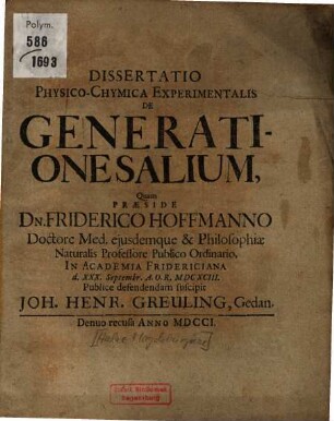 Dissertatio Physico-Chymica Experimentalis De Generatione Salium