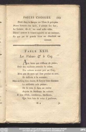 Fable XXII. Le Voleurs & le Coq.