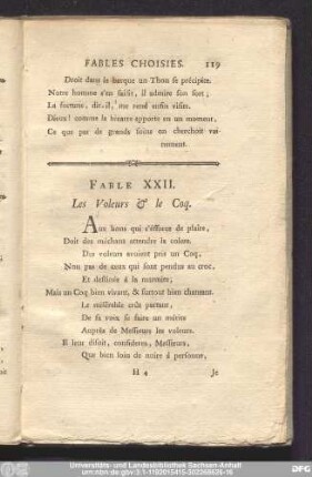 Fable XXII. Le Voleurs & le Coq.