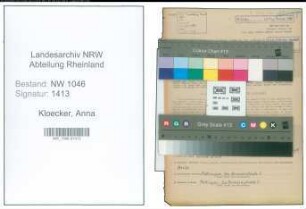 Entnazifizierung Anna Kloecker , geb. 29.10.1901 (Lehrerin)