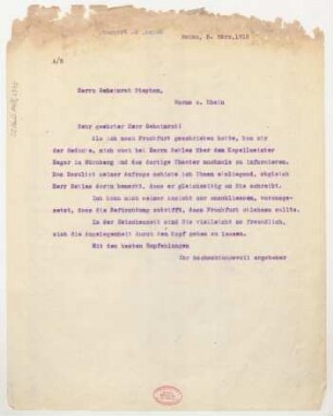 Brief an Karl Stephan : 05.03.1918