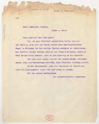 Brief an Karl Stephan : 05.03.1918