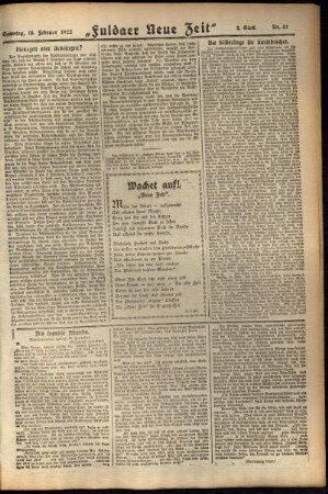 Zweite Ausgabe vom Samstag, den 18. Februar 1922.