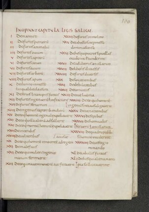 Incipiunt capitula legis salicae [Lex Salica (erweiterte Form, 70 capitula)]