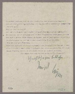 Brief von Salomo Friedlaender (Mynona) an Hannah Höch. [o. O.]