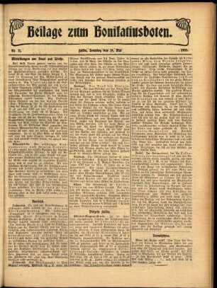 Zweite Ausgabe vom Sonntag, den 24. Mai 1908.