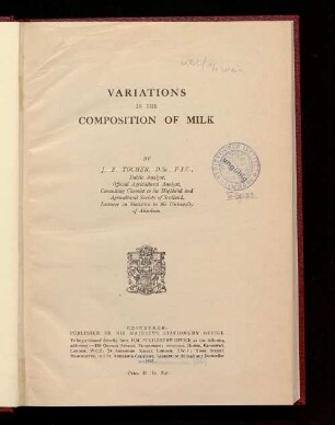 Variations in the composition of milk