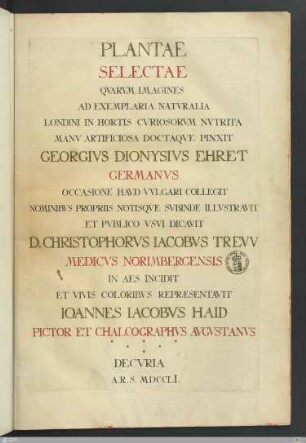 1: Plantae Selectae : Decuria I