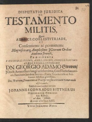 Disputatio Iuridica De Testamento Militis