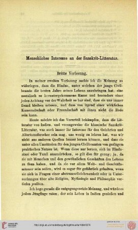 Menschliches Interesse an der Sanskrit-Litteratur