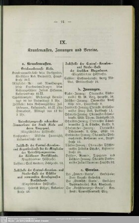 IX. Krankenkassen, Innungen und Vereine
