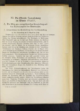 XI. Die Oberste Heeresleitung im Winter 1916/17.