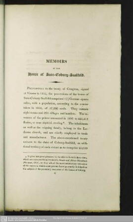 Memoirs Of The House Of Saxe-Coburg-Saalfeld