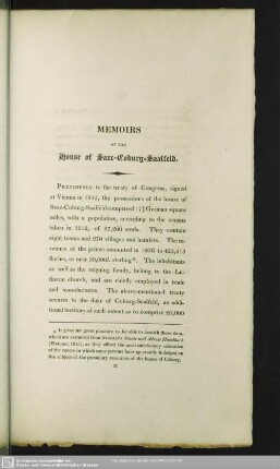 Memoirs Of The House Of Saxe-Coburg-Saalfeld