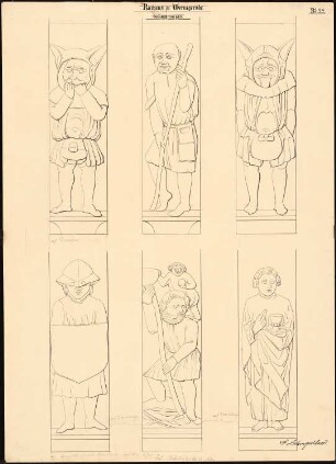 Rathaus, Wernigerode Umbau: Details 1:5, (Knaggen-?)Figuren (vgl. Inv.Nr. 10389-10397)