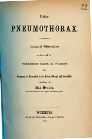 Ueber Pneumothorax : Inaug.-Diss.