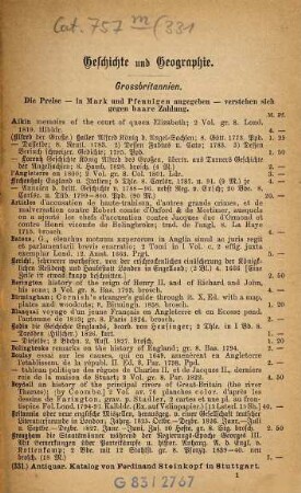 Antiquarischer Katalog von Ferdinand Steinkopf in Stuttgart. 331. 1884